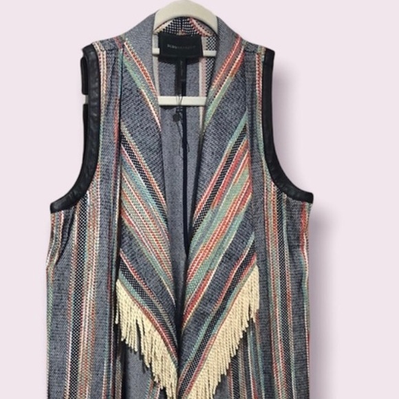 BcBG vest blue leather trim - Picture 1 of 3